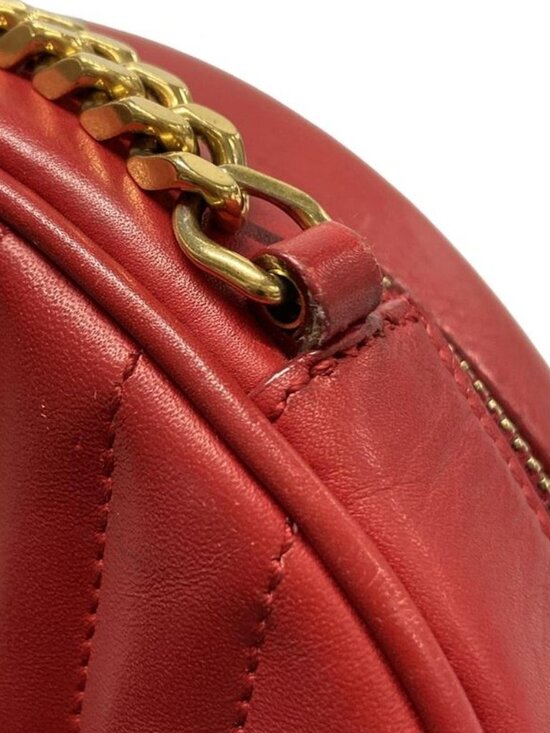 Saint Laurent Paris Shoulder Bag Red Chain Leather - Picture 15 of 15